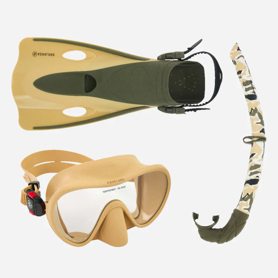 Aqualung Nabul Snorkelling Set Beige / Dark Green | Dive Rutland