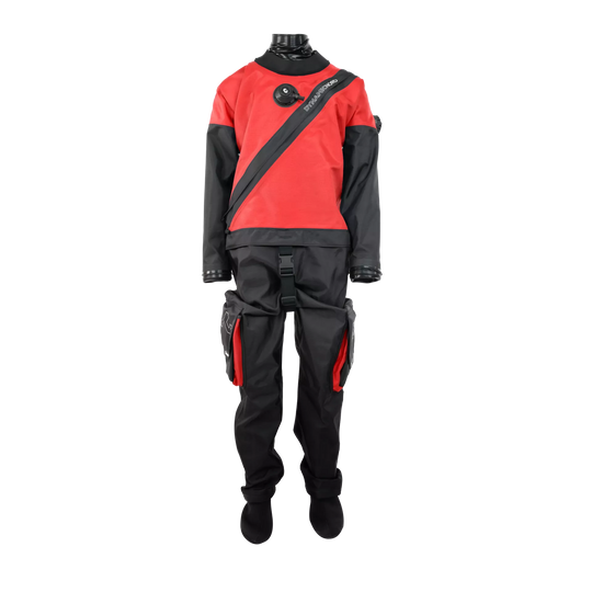 DynamicNord Drysuit DG-354 Ladies with DUI Zipseal Black / Red | Dive Rutland