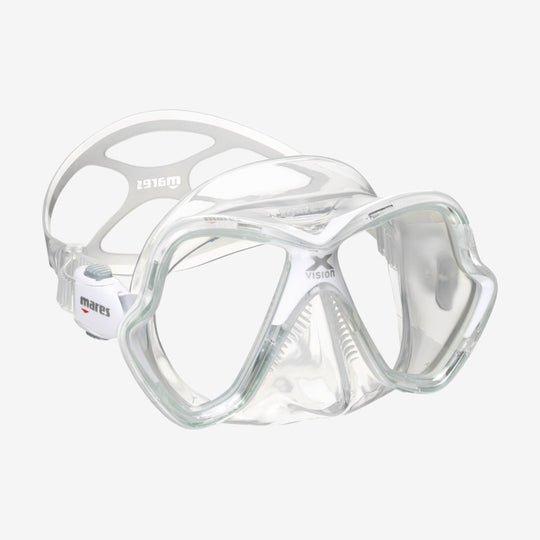 Mares X-Vision Mask Clear skirt and white and clear frame | Dive Rutland