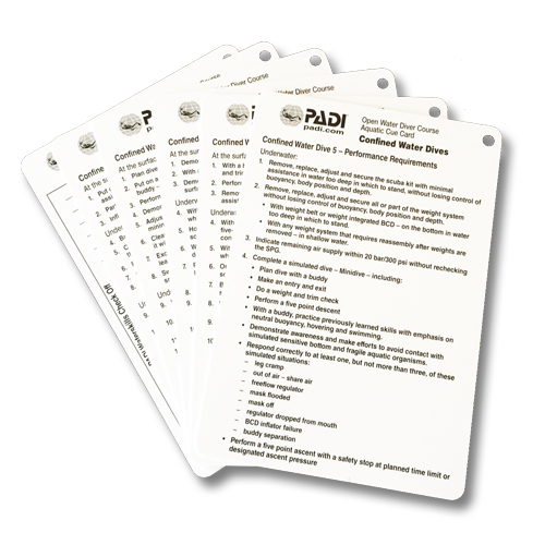 PADI Confined Water Cue Cards | Dive Rutland