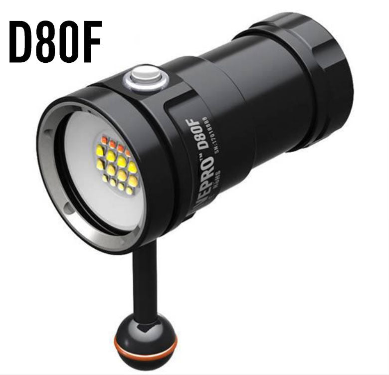 DivePro D80F Plus White/Red/UV 8000 Lumen Video Light
