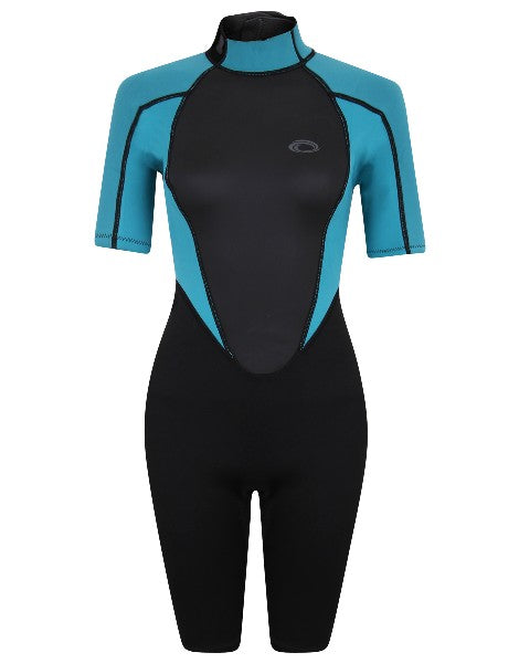 Typhoon Ladies Storm Shorty Front Black Aqua at Dive Rutland